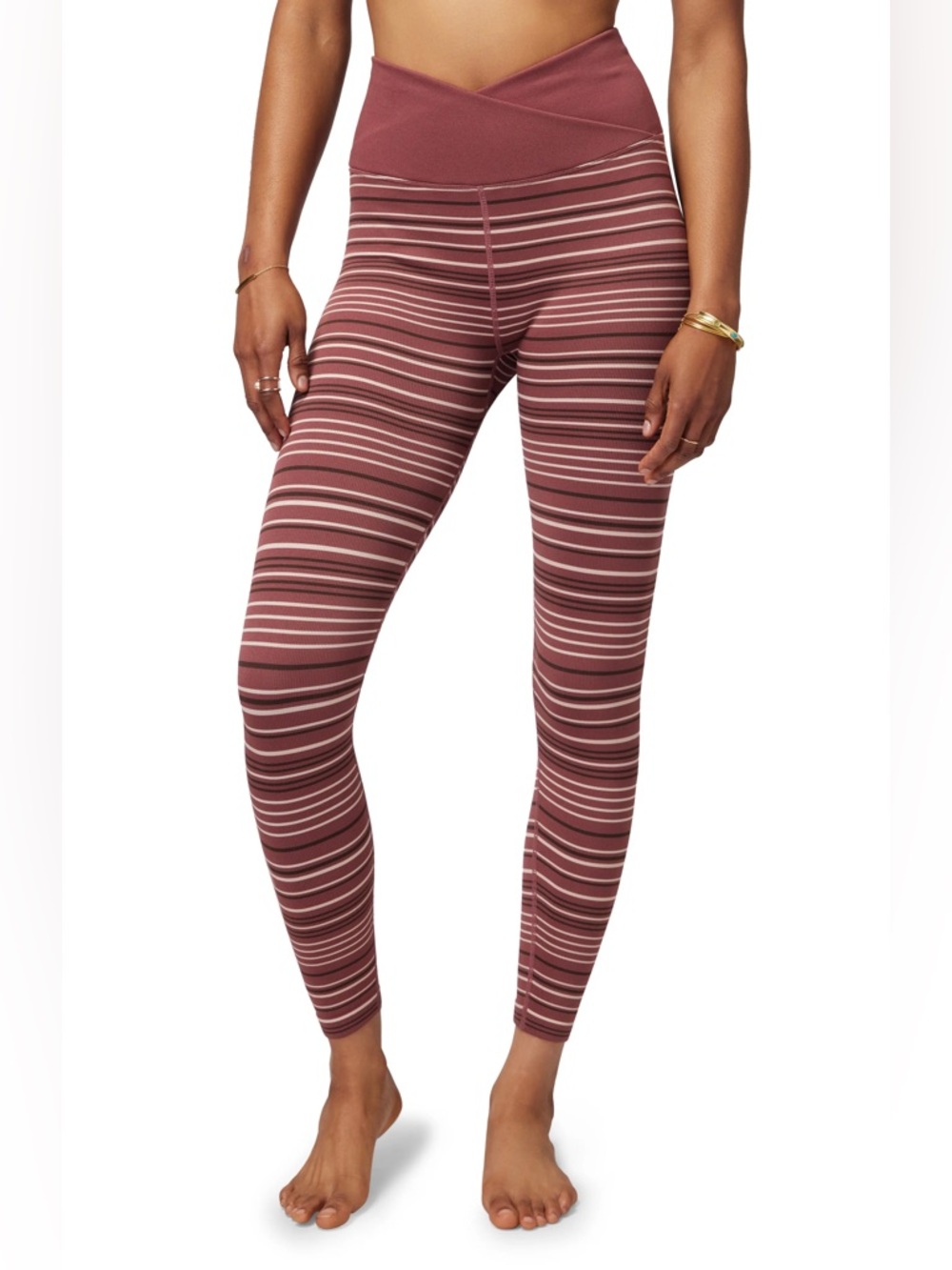 Spiritual Gangster Love Sculpt Crossover Waist‎ 7/8 Leggings Washed Burgundy S
